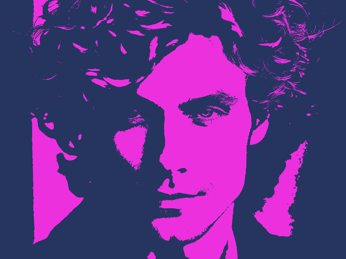 A 2-color image using 1 bit per pixel